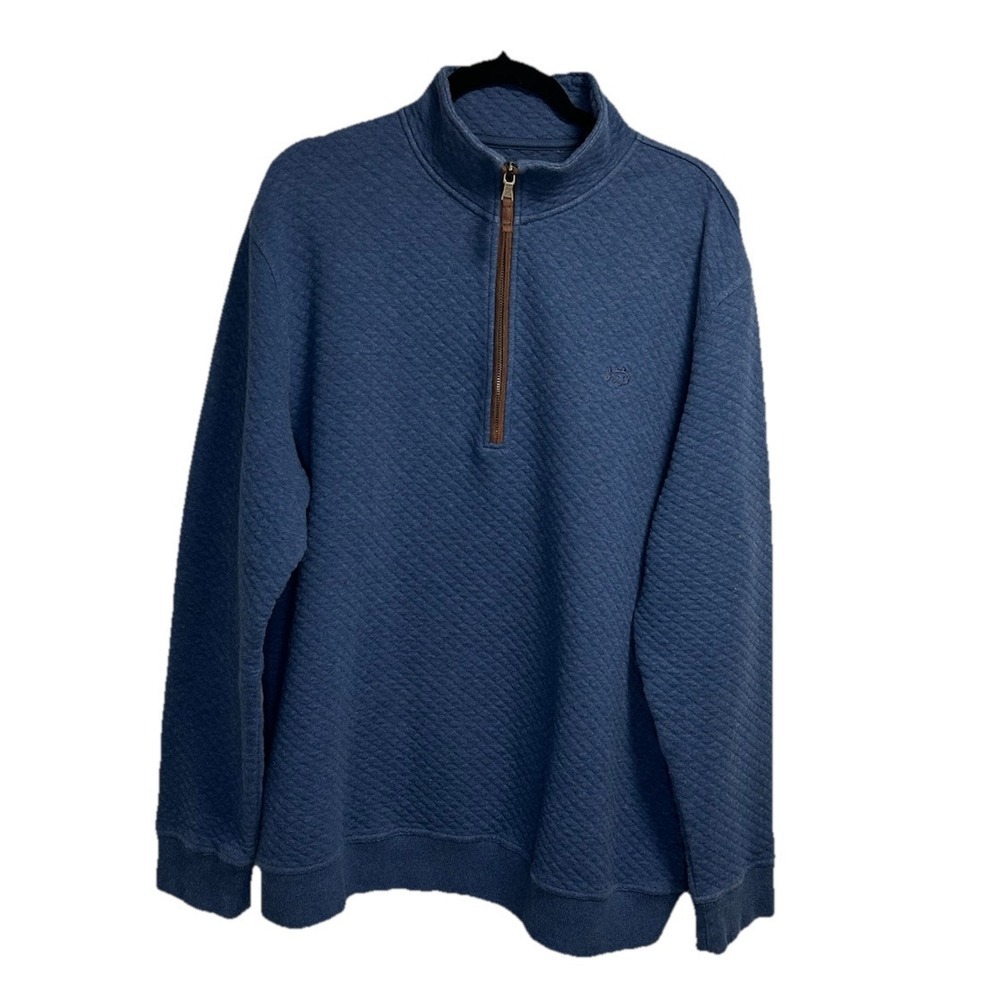 Southern Tide 1/4 Zip Pullover Men's Large Blue Quilted Golf‎ Preppy Mock Neck